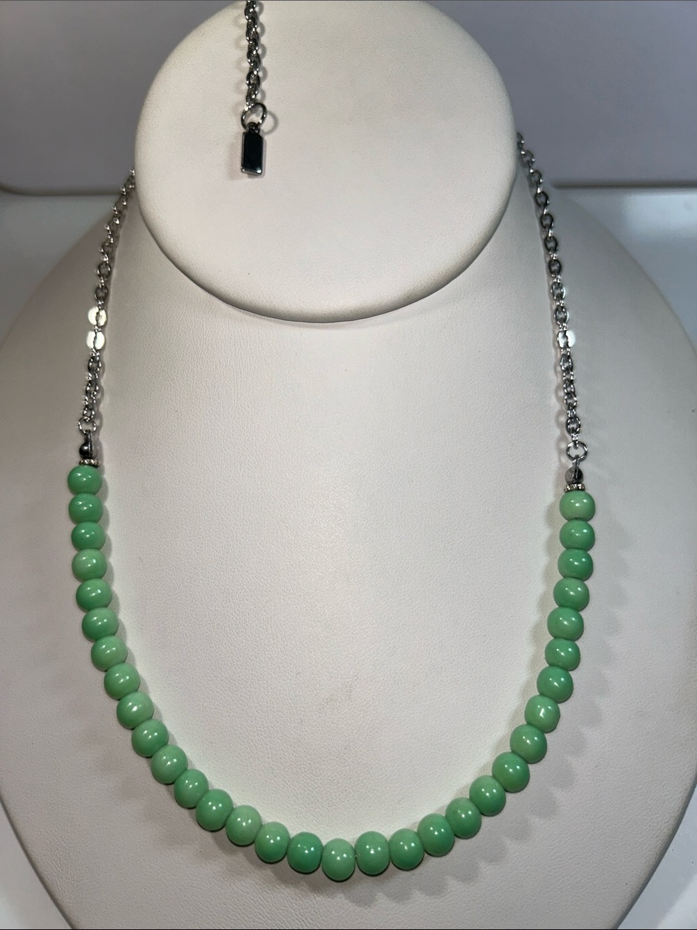 New Artisan Handmade Vintage Utah Variscite Beaded Stainless Steel Necklace